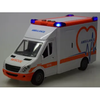 karetka na tle dzieci podczas kreatywnej zabawy ratunkowej