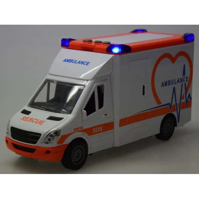 karetka na tle dzieci podczas kreatywnej zabawy ratunkowej