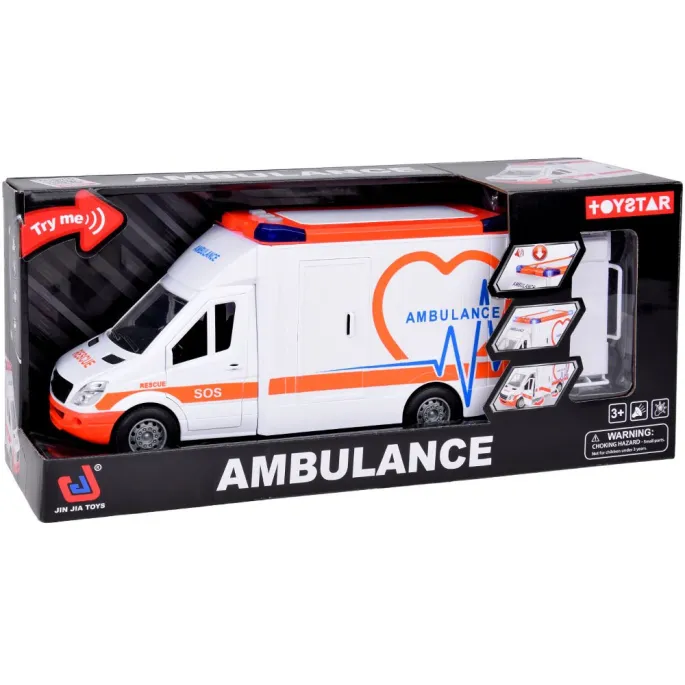 zbliżenie na panel sterowania i detale kokpitu zabawkowego ambulansu