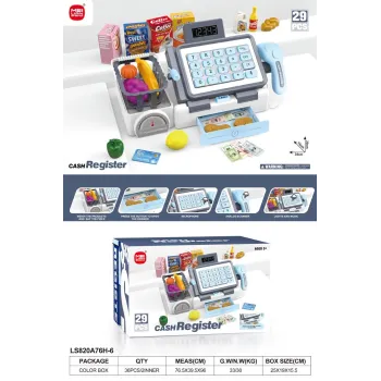 Kasa fiskalna z akcesoriami dla dzieci jako zestaw do zabawy w sklep