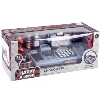 kolorowe banknoty i monety dołączone do kasy dla dzieci