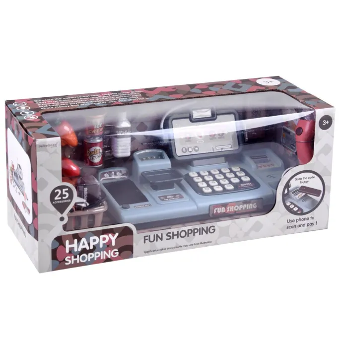 kolorowe banknoty i monety dołączone do kasy dla dzieci