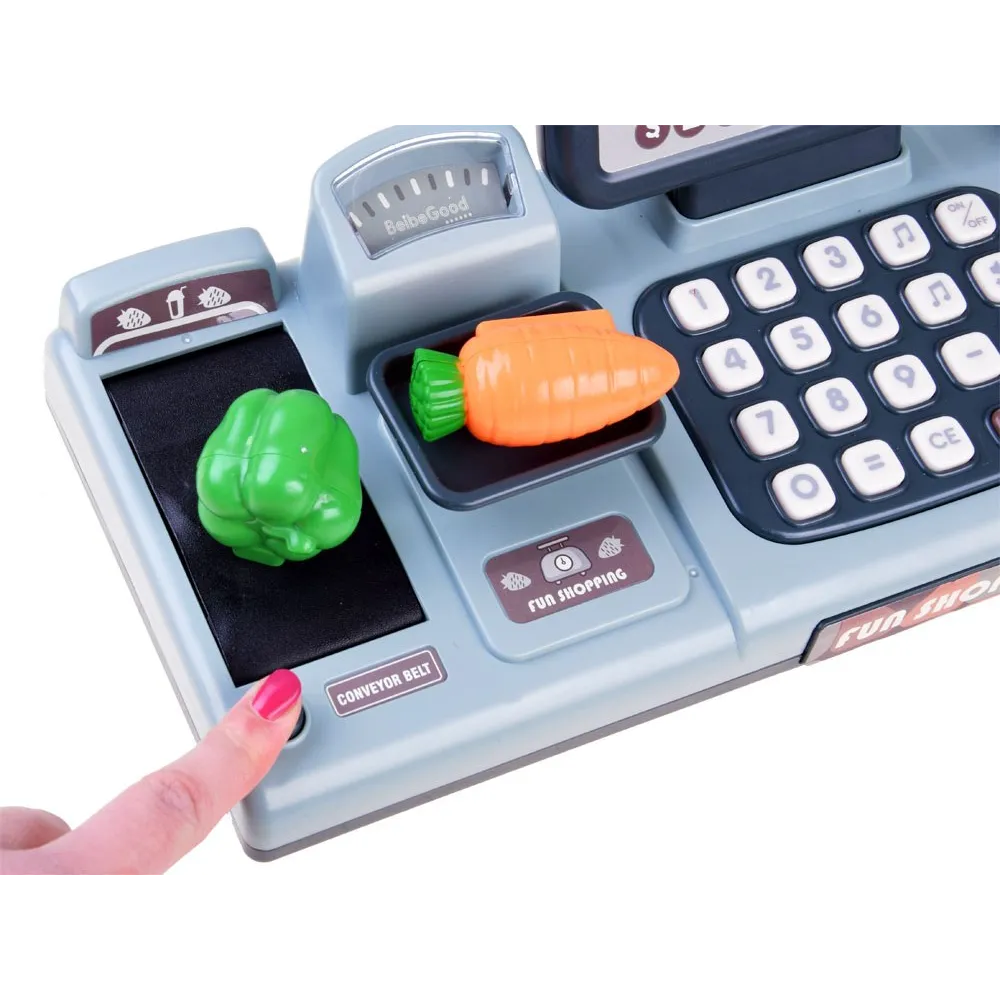 dziecięca kasa fiskalna z LCD i akcesoriami gotowa do zabawy