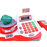 dziecko bawiące się kasą fiskalną i skanerem