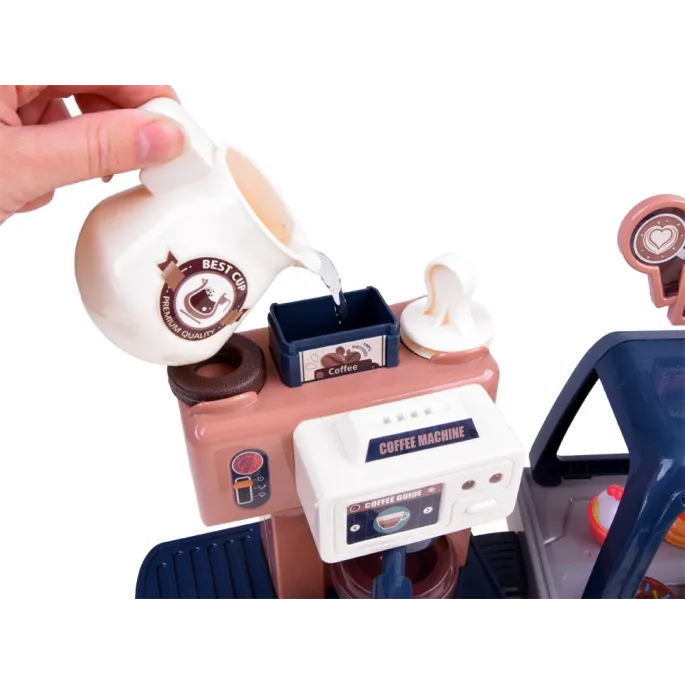 Zbliżenie na ekspres do kawy z realistycznymi efektami świetlnymi