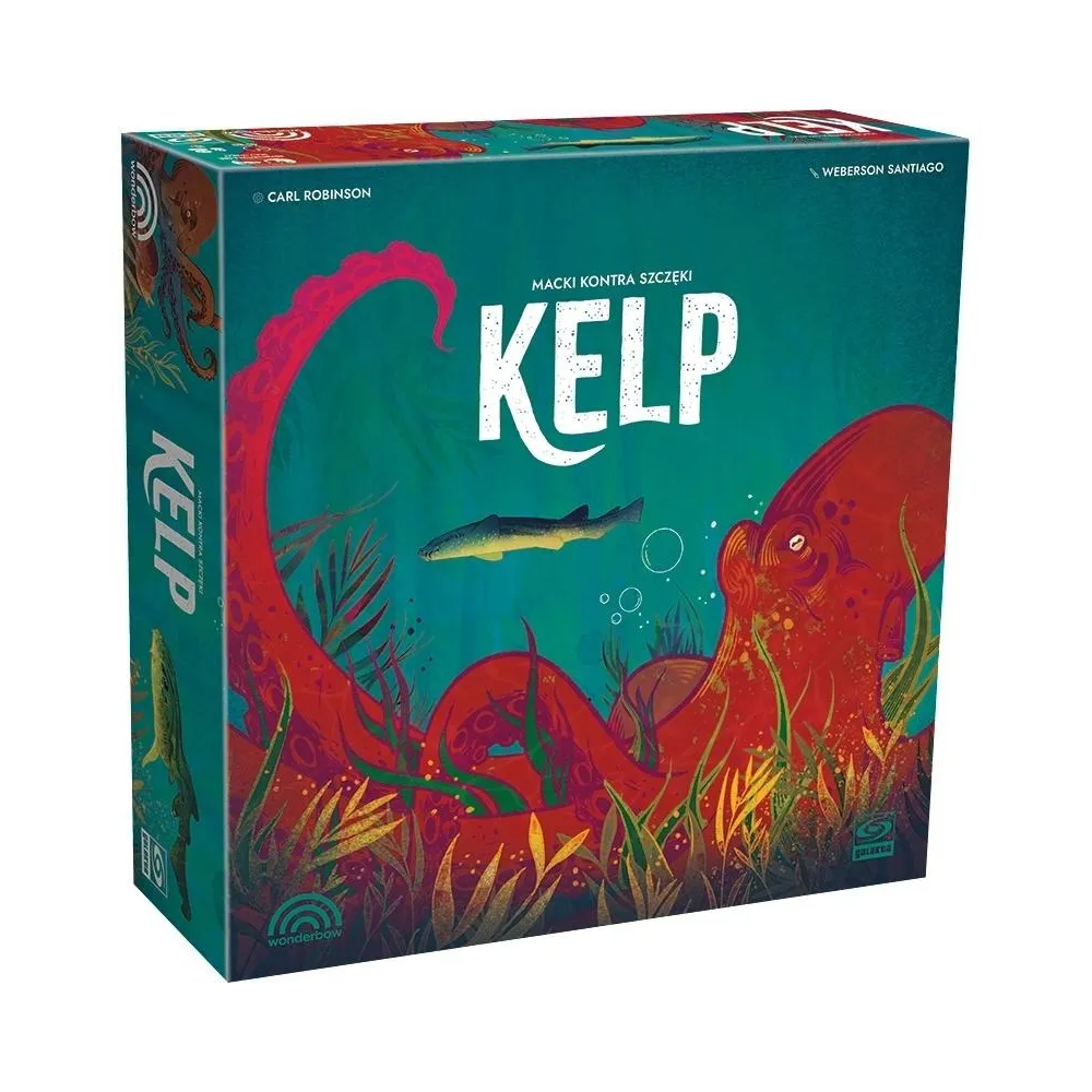 Zbliżenie na komponenty gry Kelp: Szczęki kontra macki GALAKTA z figurką rekina