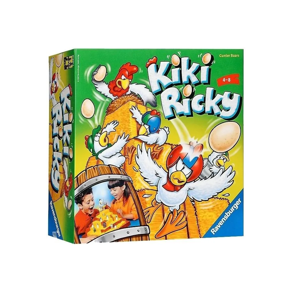 plansza do gry Kiki Ricky z figurkami kur i ruchomym kogutem