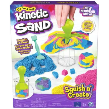 Zestaw Kinetic Sand z narzędziami do zgniatania i tworzenia różnych kształtów