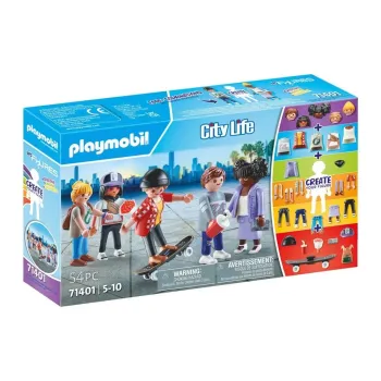 Elementy zestawu Playmobil rozłożone na płasko, gotowe do składania