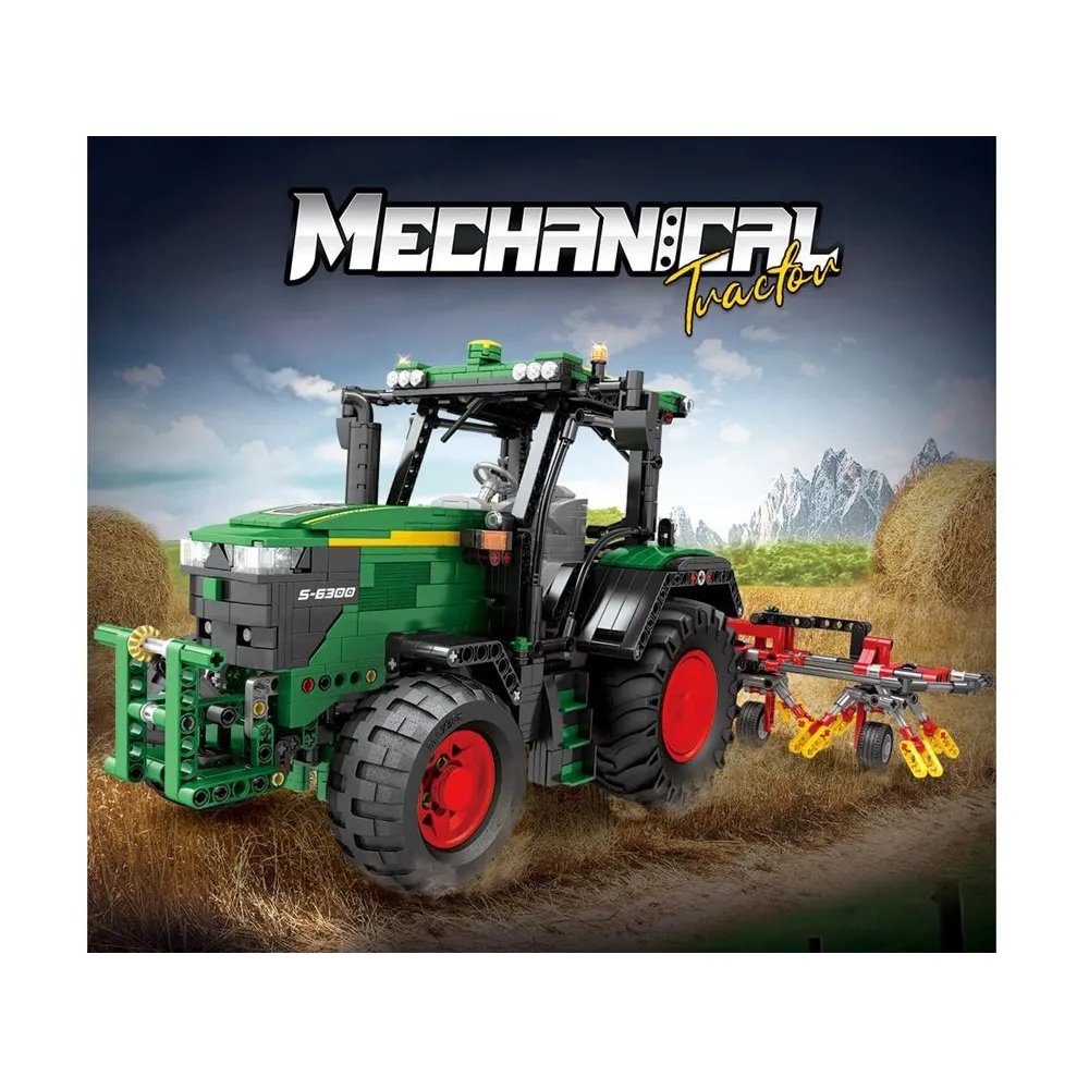 Opakowanie zestawu klocków z ilustracją złożonego traktora