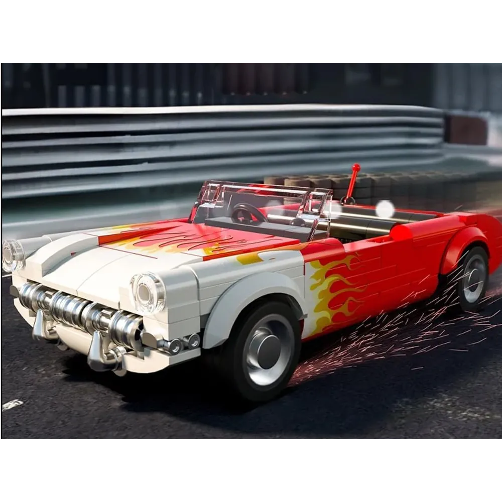 Naklejki z płomieniami na nadwoziu samochodu z klocków