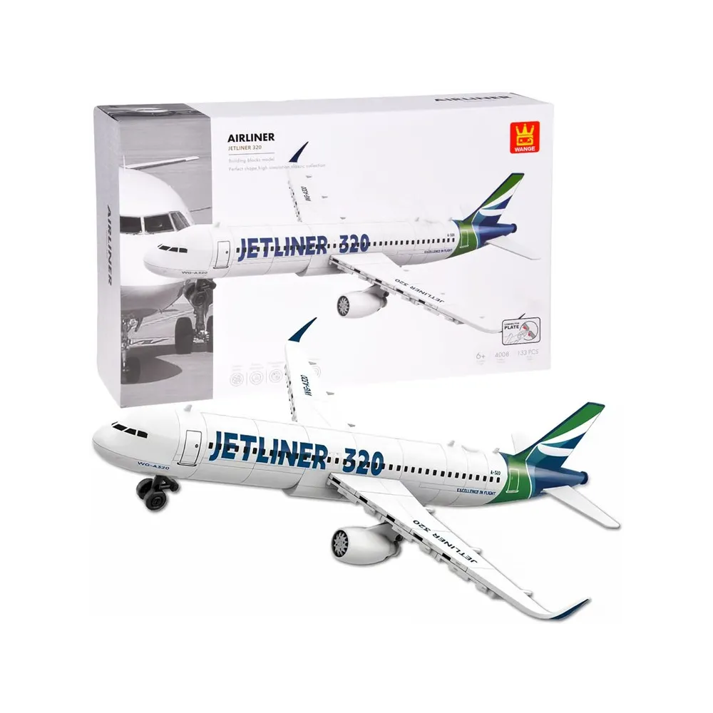 Samolot Jetliner 320 z klocków na białym tle