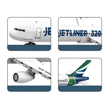 Gotowy model samolotu Jetliner 320 ustawiony na ekspozycji