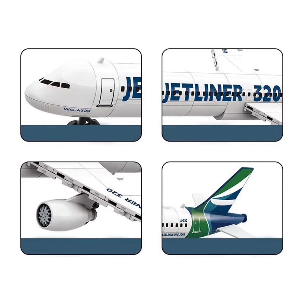 Gotowy model samolotu Jetliner 320 ustawiony na ekspozycji