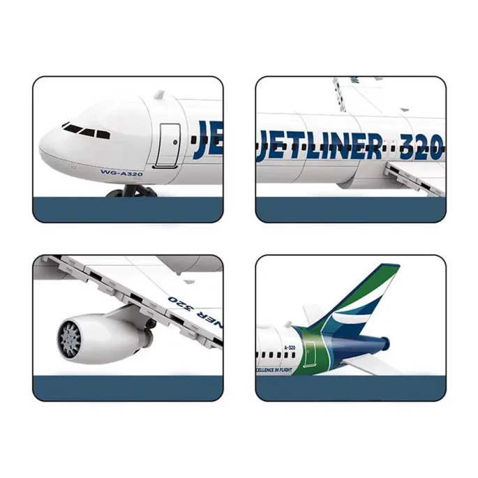 Gotowy model samolotu Jetliner 320 ustawiony na ekspozycji