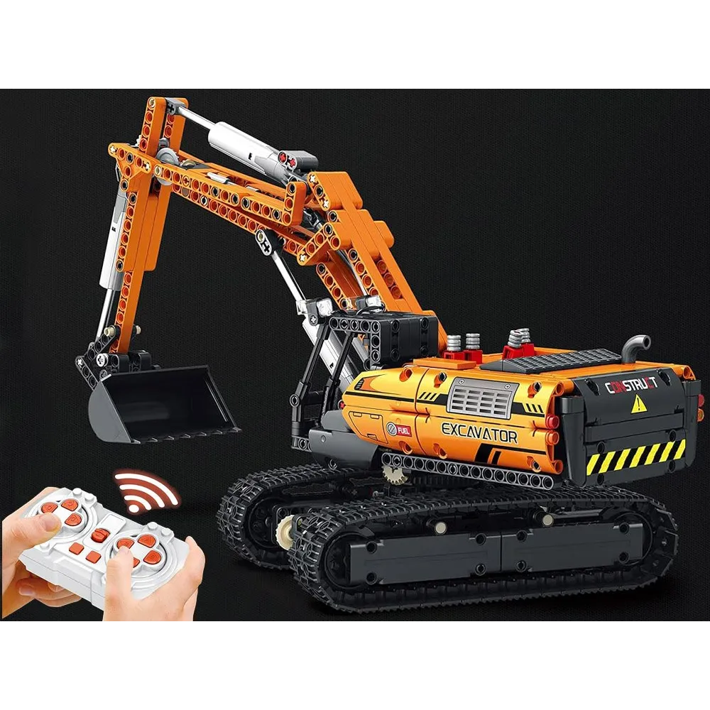 Zestaw klocków konstrukcyjnych ze wszystkimi akcesoriami na stole