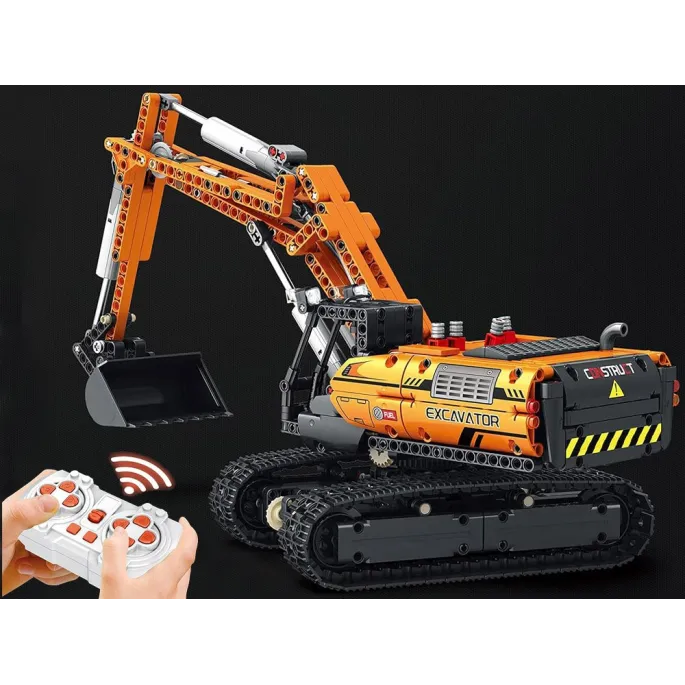 Zestaw klocków konstrukcyjnych ze wszystkimi akcesoriami na stole