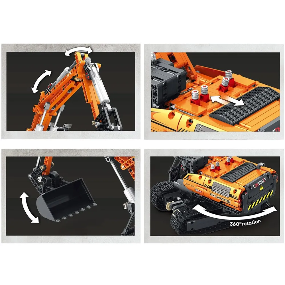 Złożony model koparki podczas jazdy po podłodze