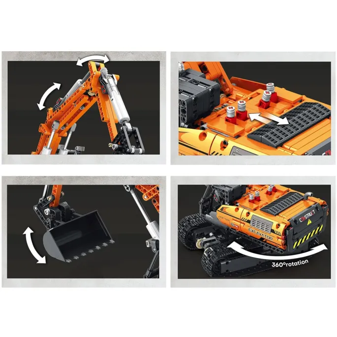 Złożony model koparki podczas jazdy po podłodze