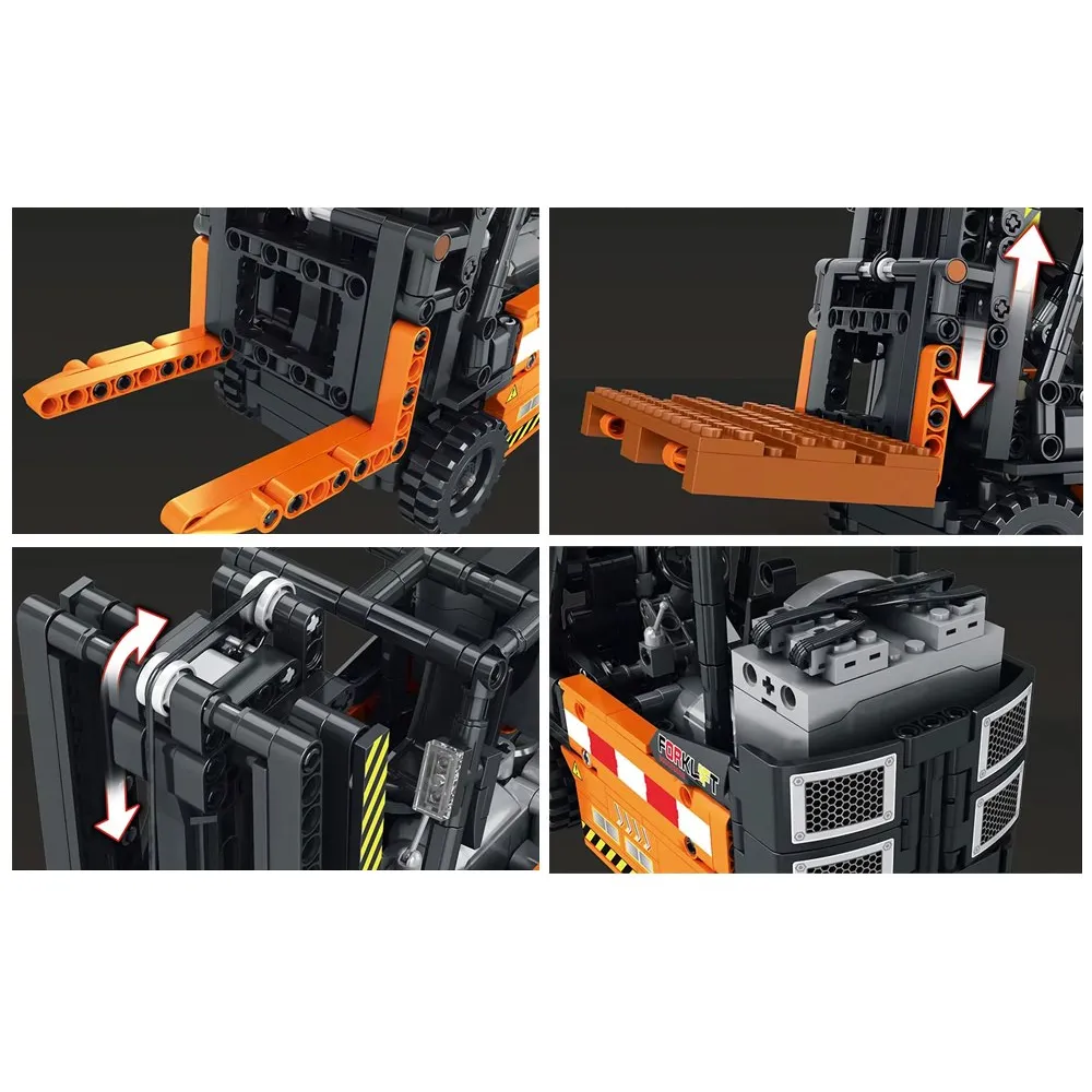 ruchomy układ kierowniczy modelu wózka widłowego w trakcie zabawy