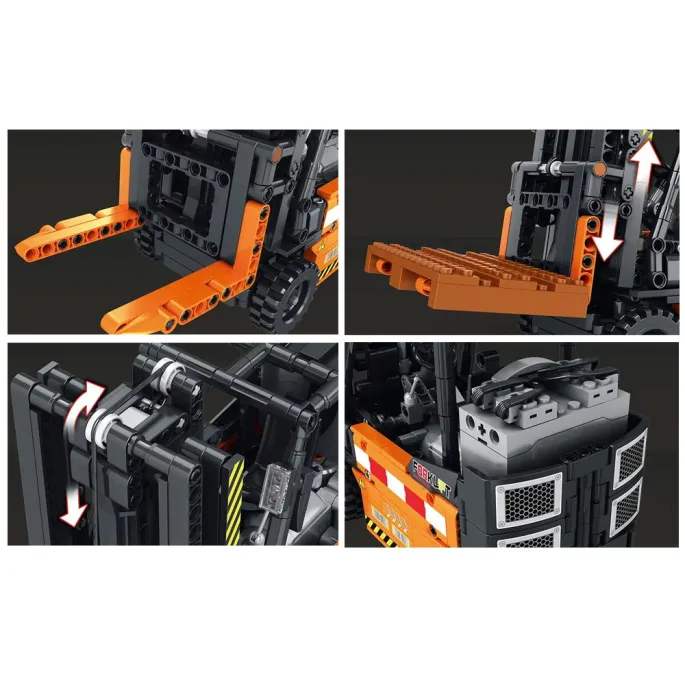 ruchomy układ kierowniczy modelu wózka widłowego w trakcie zabawy