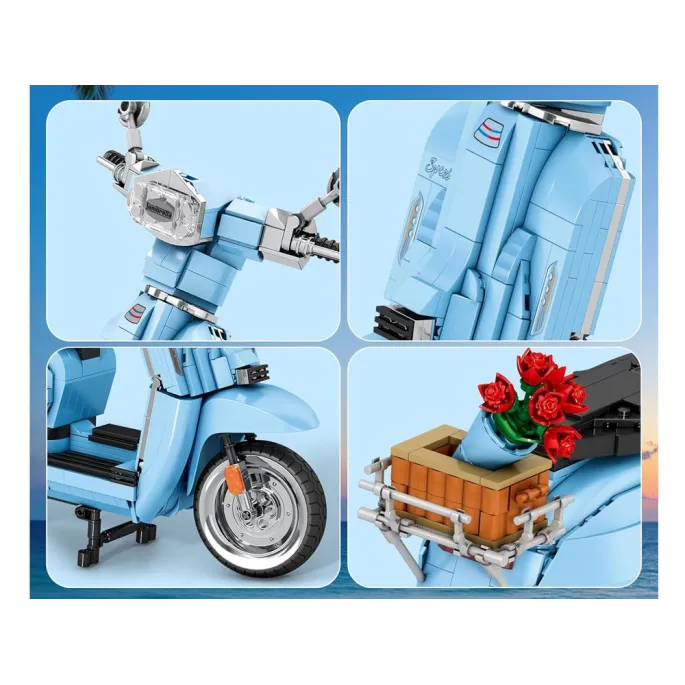 Szczegółowa miniatura włoskiego skutera z widoczną przednią lampą