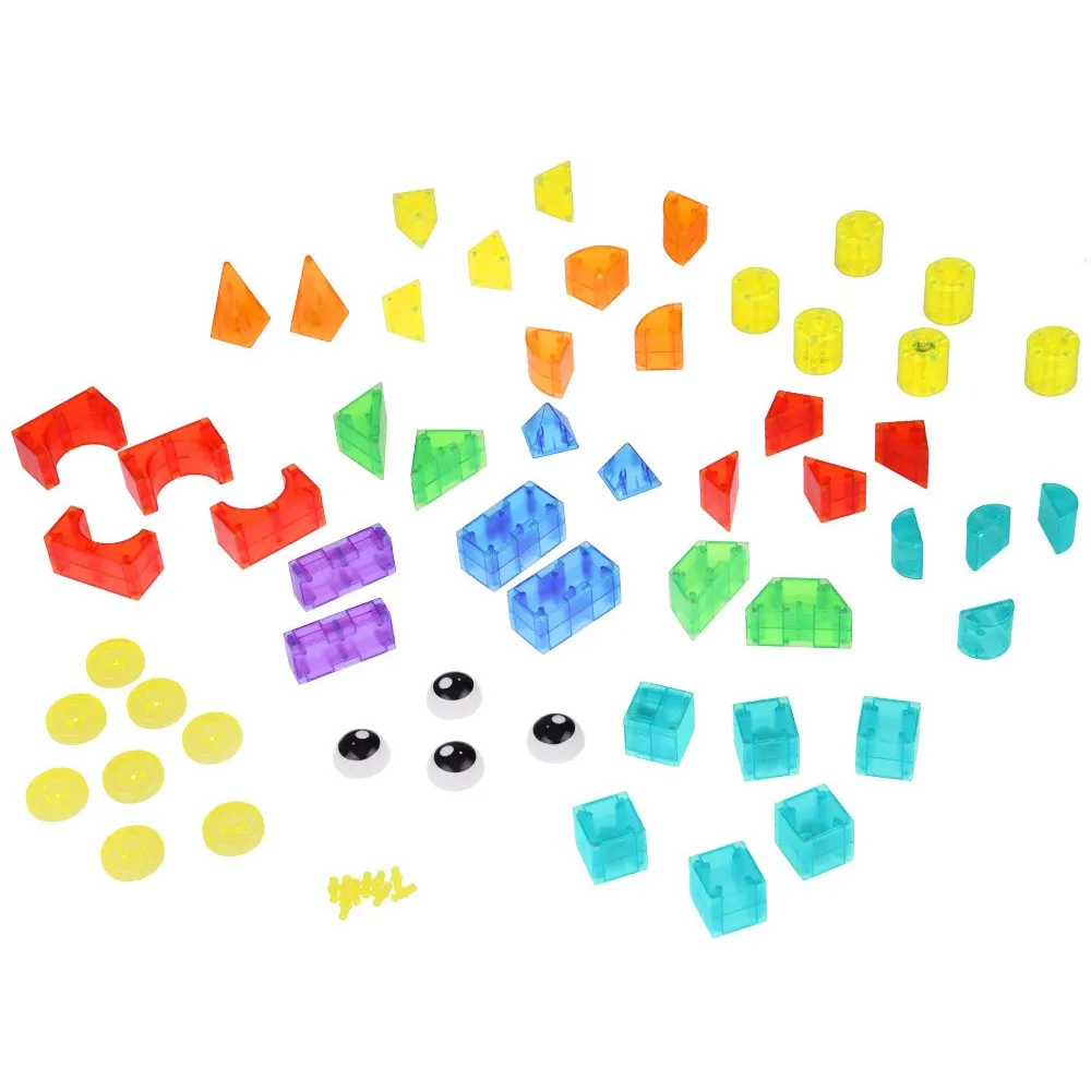 kolorowe klocki magnetyczne ułożone w przestrzenną konstrukcję