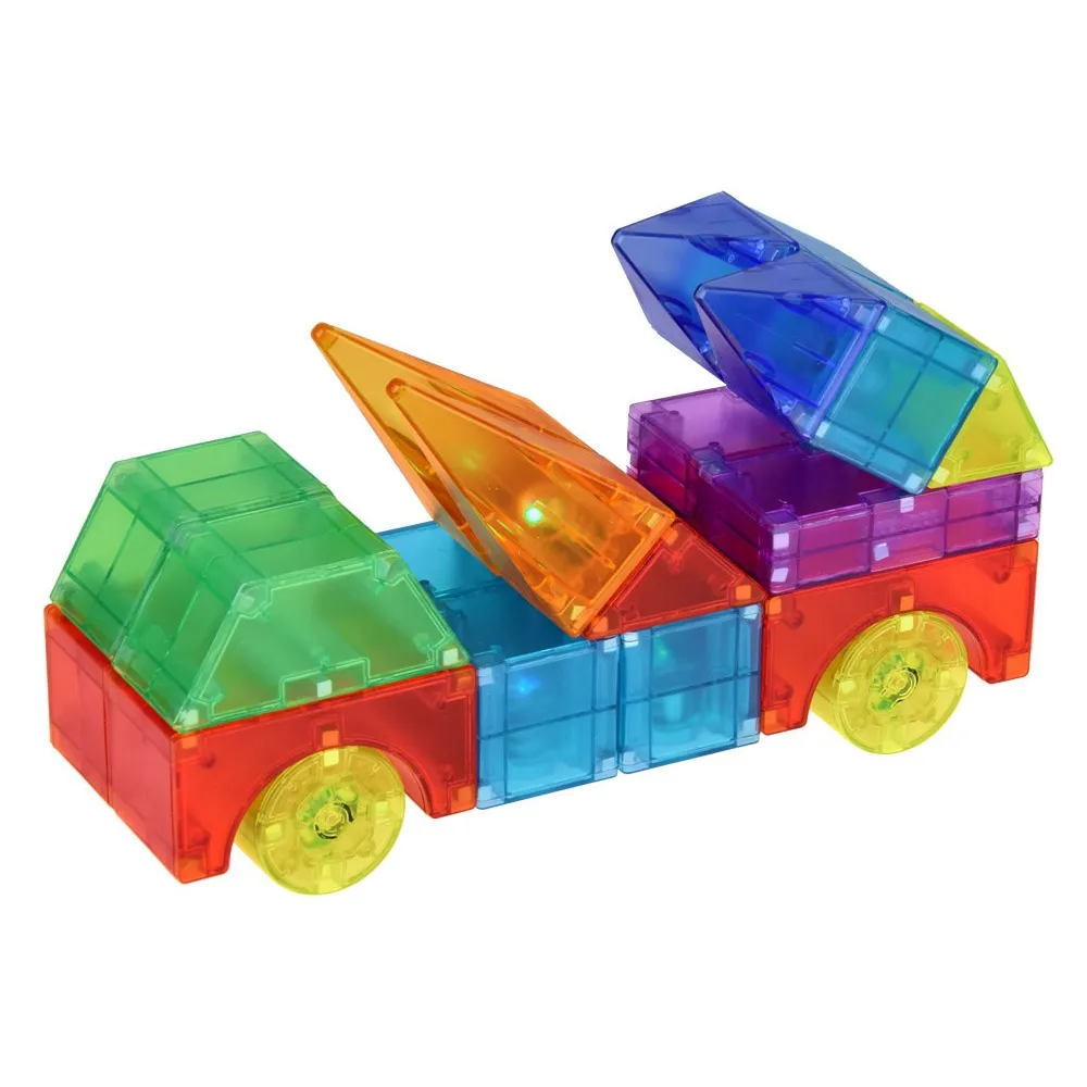 zestaw 64 elementów klocków magnetycznych z efektem świetlnym