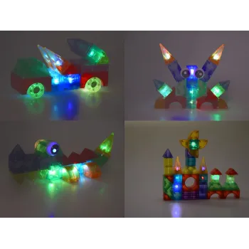 pudełko klocków magnetycznych 3d z widoczną instrukcją