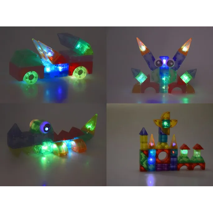 pudełko klocków magnetycznych 3d z widoczną instrukcją