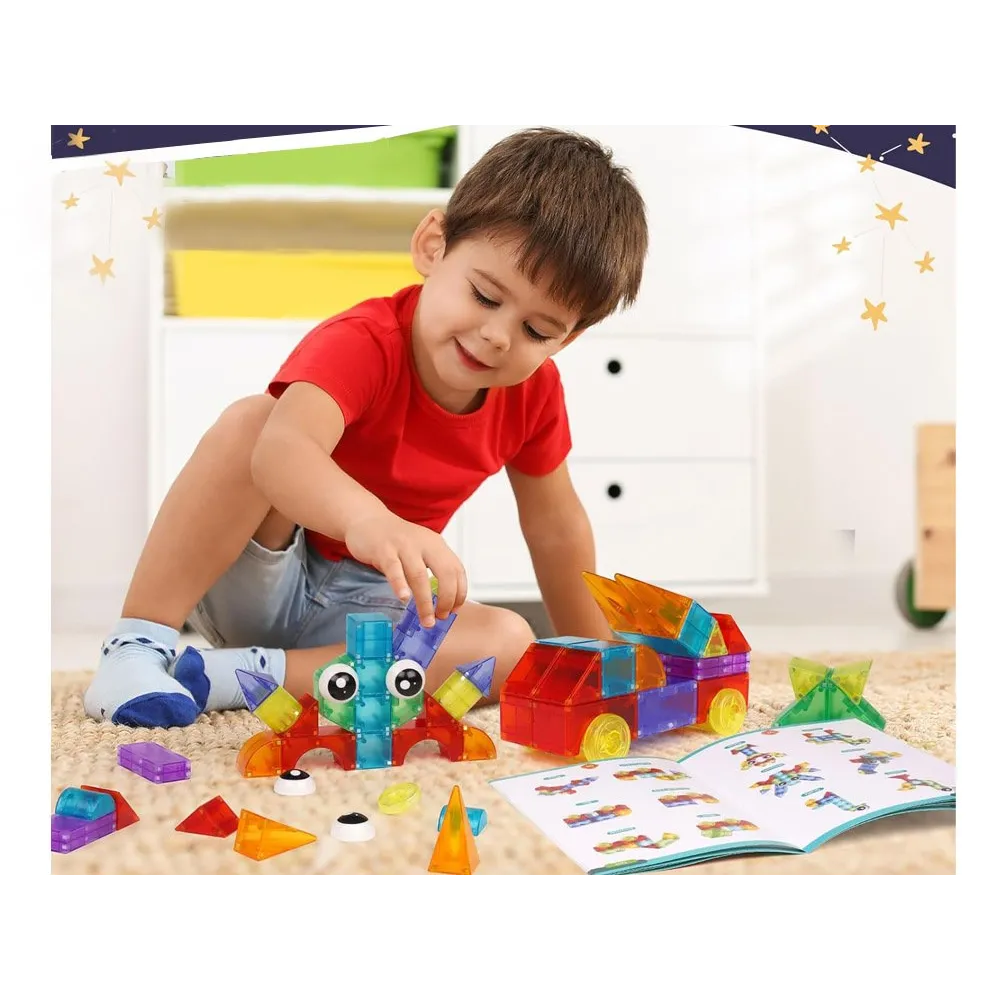 rozmaite figury przestrzenne zbudowane z magnetycznych klocków 3d