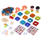 zbliżenie na świecące kulki w wieloelementowym torze