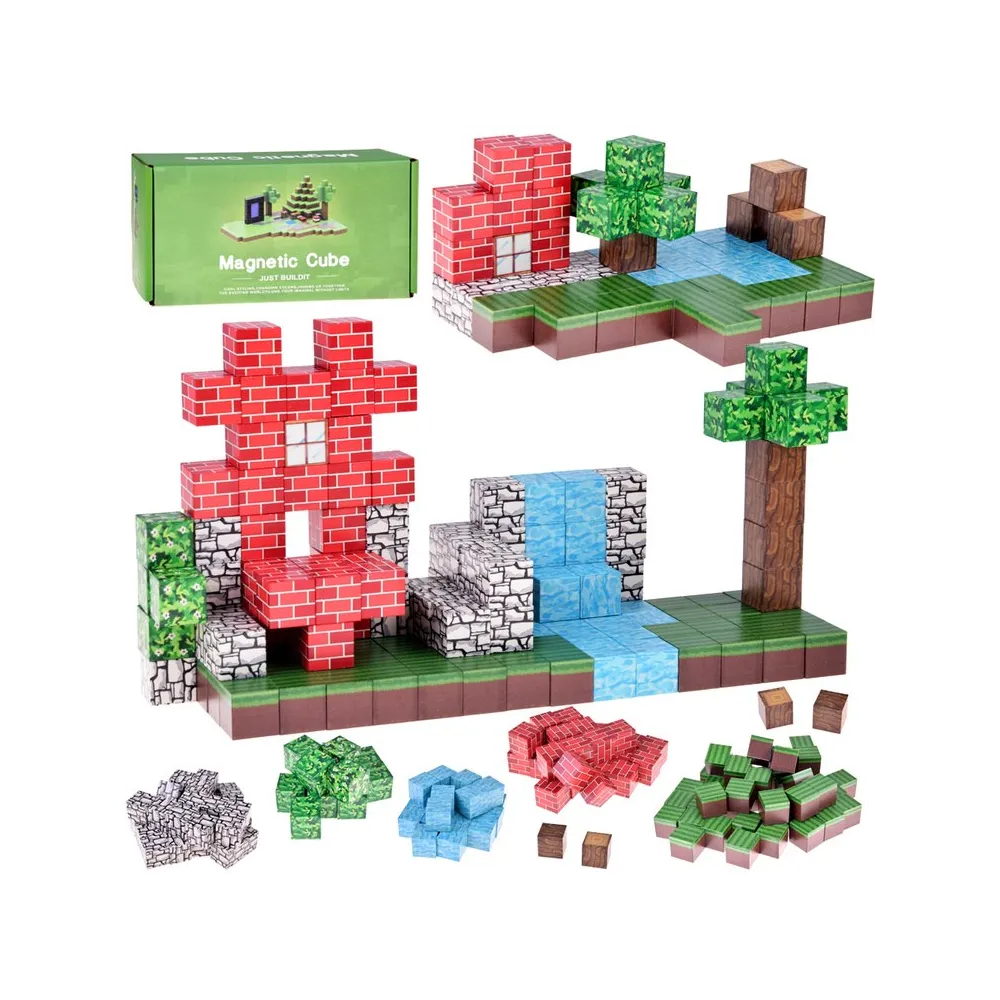 Zestaw klocków magnetycznych 144 elementy w pikselowych wzorach