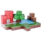 Zbliżenie na szczegół grafiki klocka z motywem trawy