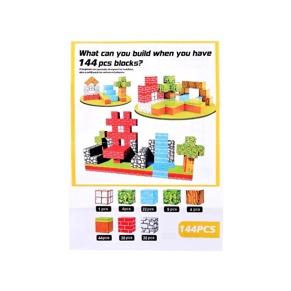 Przykładowa konstrukcja z klocków magnetycznych na jasnym tle