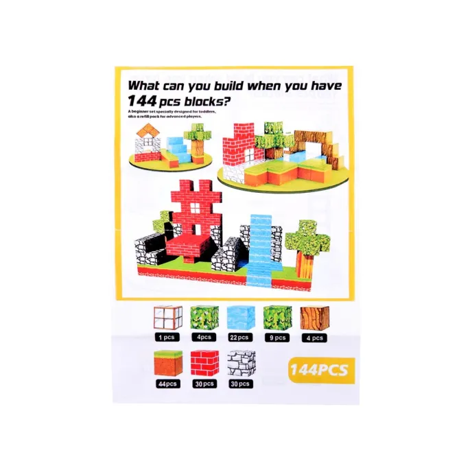 Przykładowa konstrukcja z klocków magnetycznych na jasnym tle