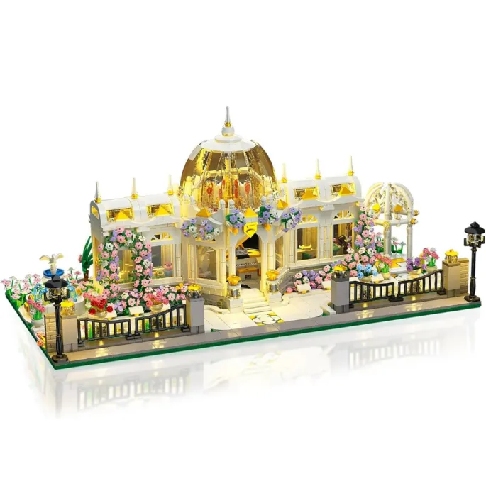 Widok na detaliczne kolumny i balustrady modelu ogrodu botanicznego