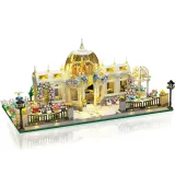 Widok na detaliczne kolumny i balustrady modelu ogrodu botanicznego