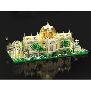 Podświetlenie LED w latarniach i kopule w zestawie ogrodu z klocków