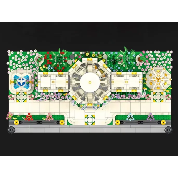 Realistyczne szczegóły ogrodowe: pergole, donice, palmy z klocków