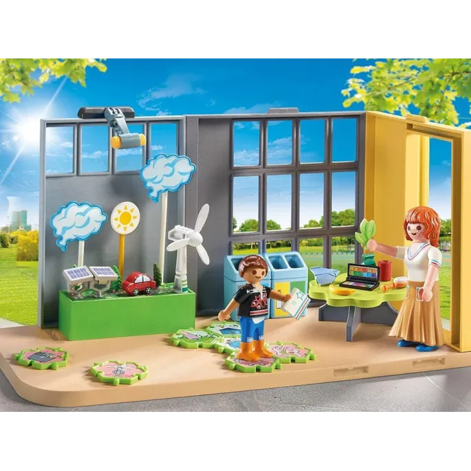 Elementy wyposażenia szkolnej sali w Playmobil 71331 podczas zabawy