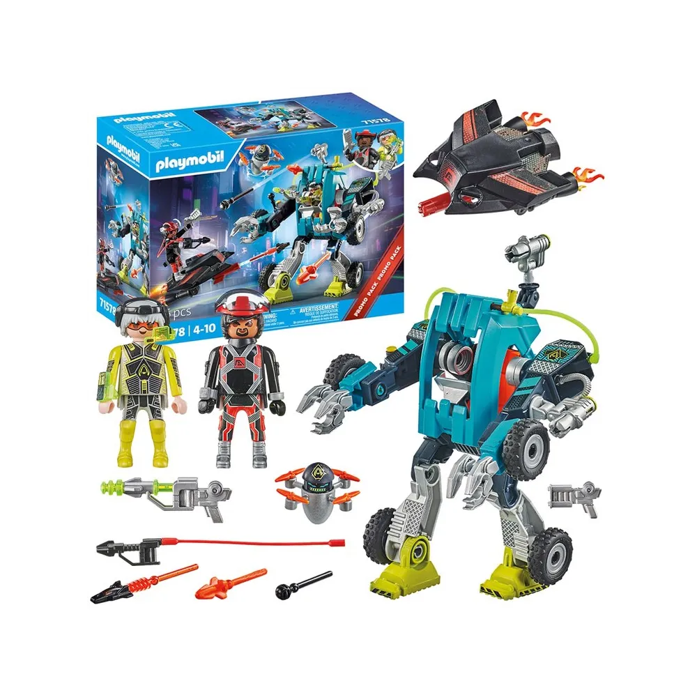 pudełko klocków Playmobil Robot kontra Szybowiec 96 elementów