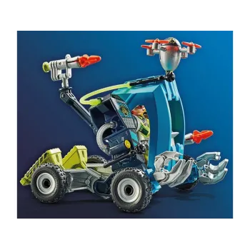 dwie figurki mężczyzn z akcesoriami słuchawkowymi i hełmami Playmobil