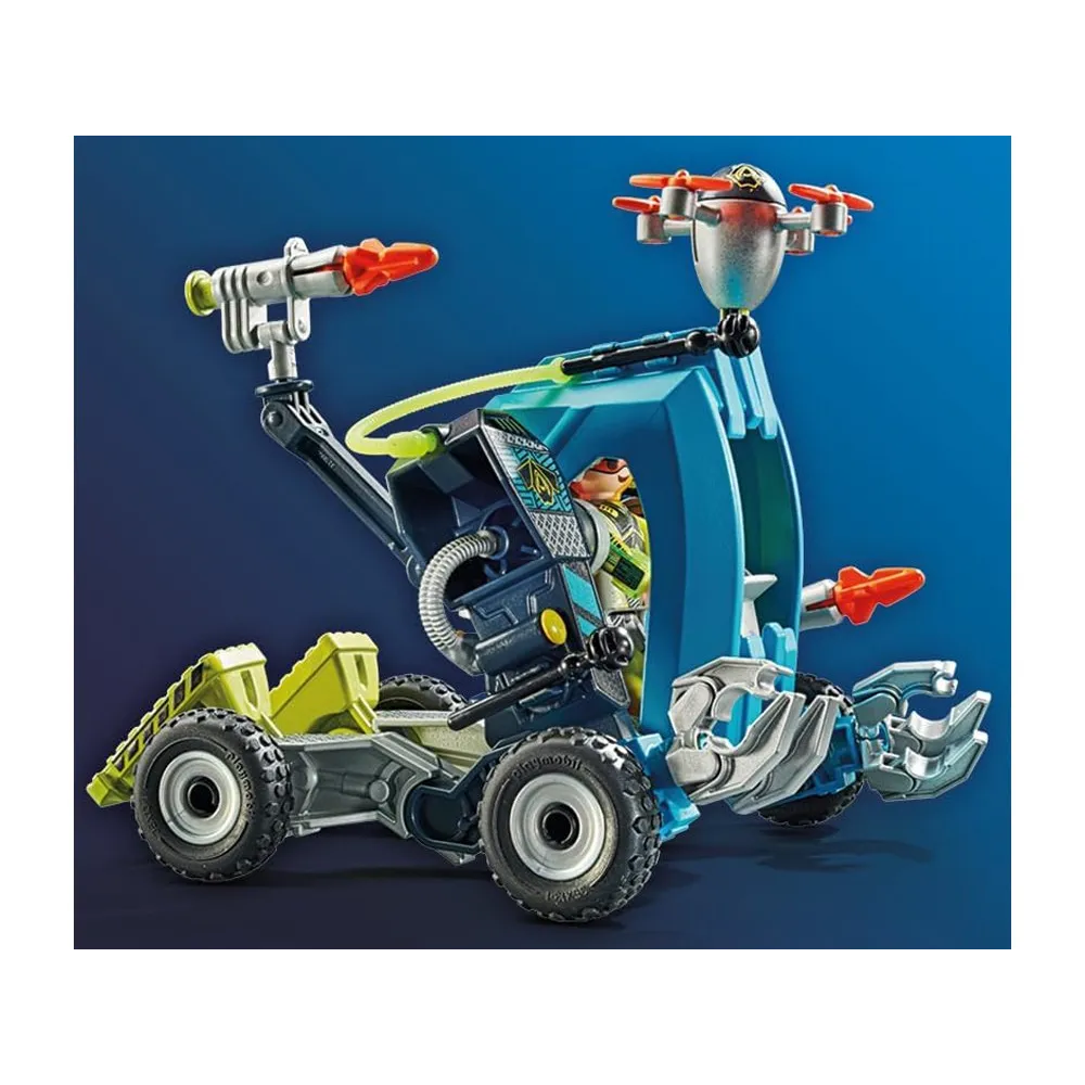 dwie figurki mężczyzn z akcesoriami słuchawkowymi i hełmami Playmobil