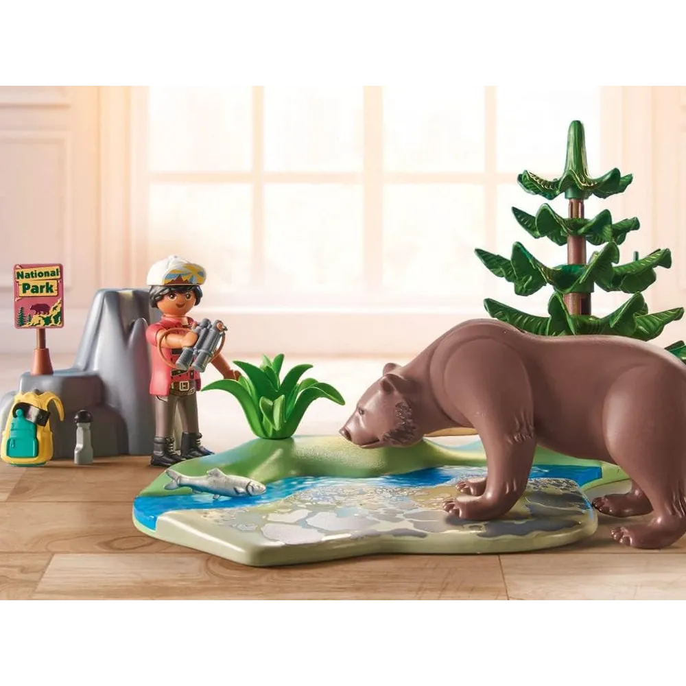 podstawka z rzeką i drzewo iglaste dołączone do klocków playmobil