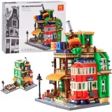 Model klocków restauracji BBQ z Paryża na białym tle