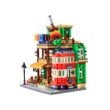 Zbliżenie na szczegółowy szyld paryskiej restauracji z klocków