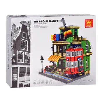 Konstrukcja restauracji z klocków pokazująca francuski styl