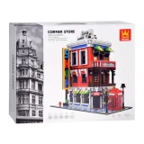 wnętrze i front sklepu narożnego inspirowanego Londynem