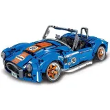 Zbliżenie na granatowo-pomarańczowe elementy karoserii modelu